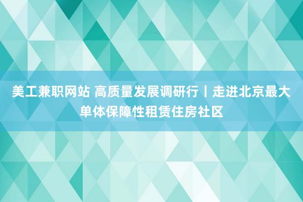 美工兼职网站 高质量发展调研行丨走进北京最大单体保障性租赁住房社区